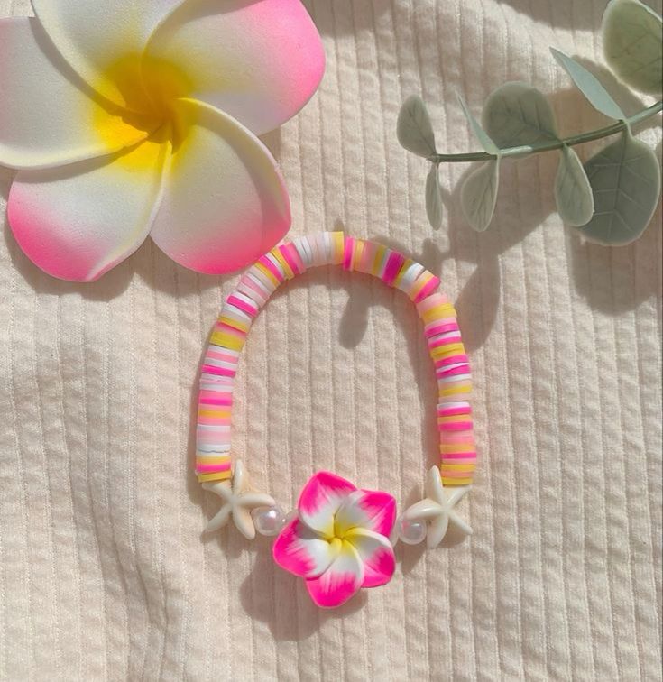 Pink flower bracelet